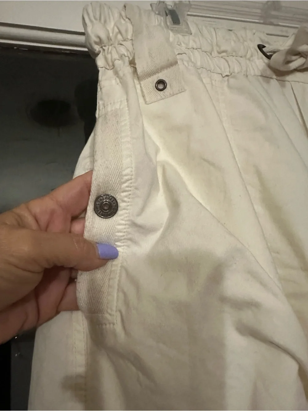 Free People We The Free L /LG Onset Pull-On Parachute Balloon Cargo Pants CREAM